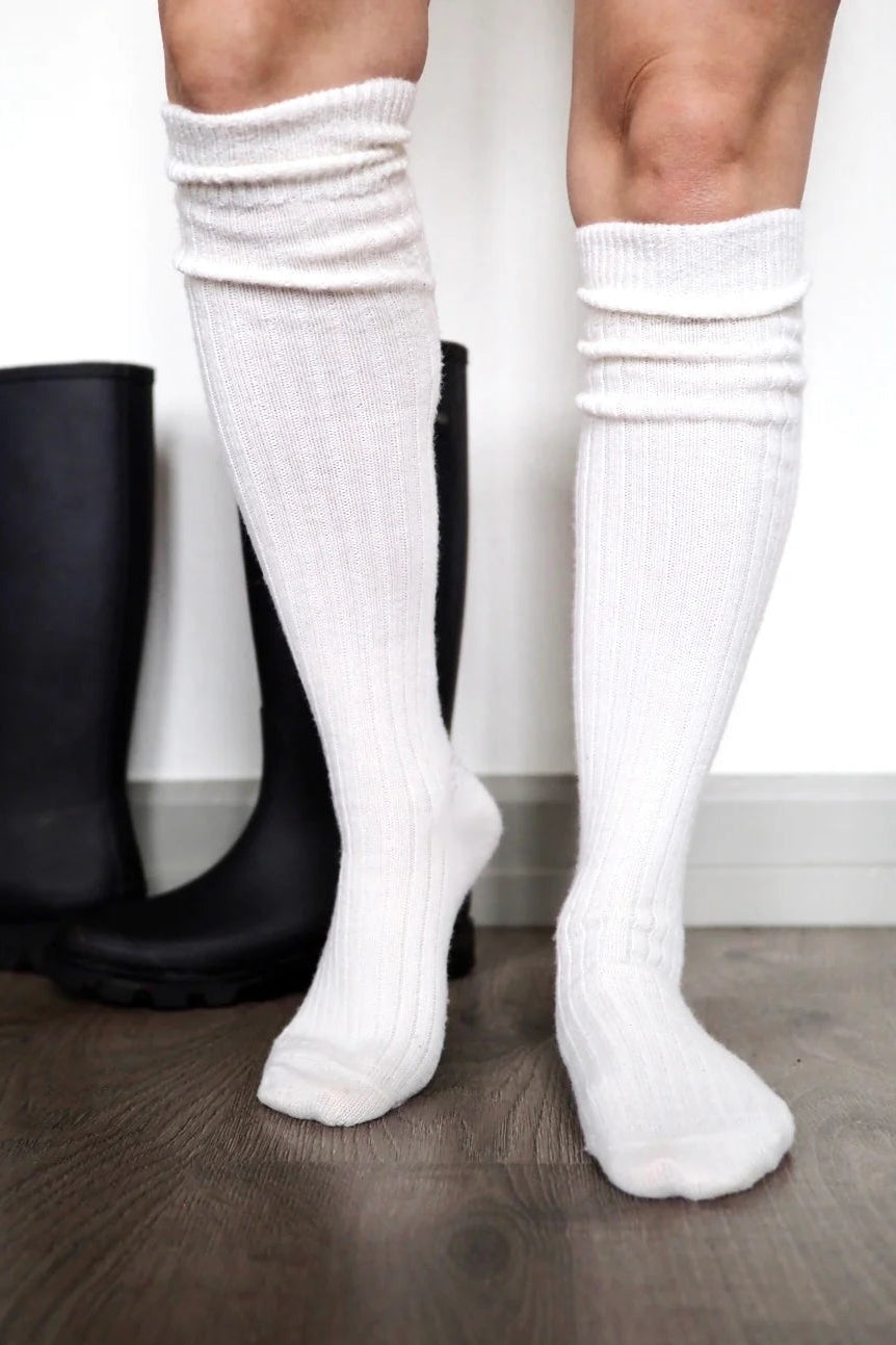 Sidoste Halla Merinovillanen polvisukka - cream