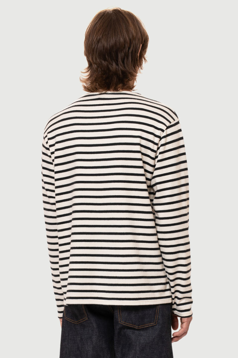 Nudie Charles Sailor stripe shirt - offwhite/black