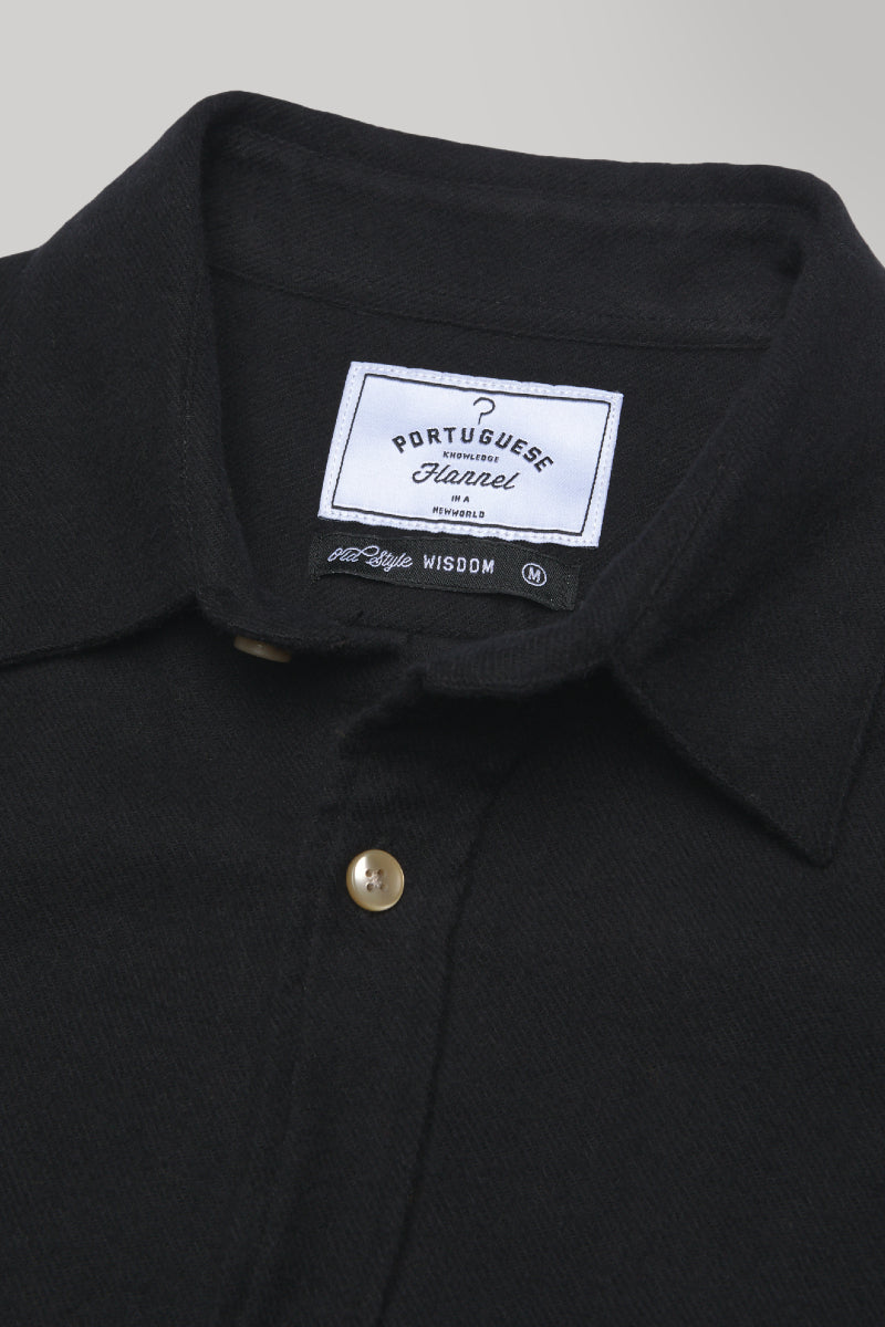 Portuguese Flannel Teca collar shirt - black