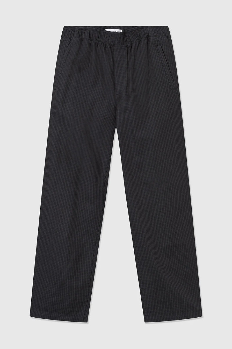 Wood Wood Stanley crispy check trousers - black