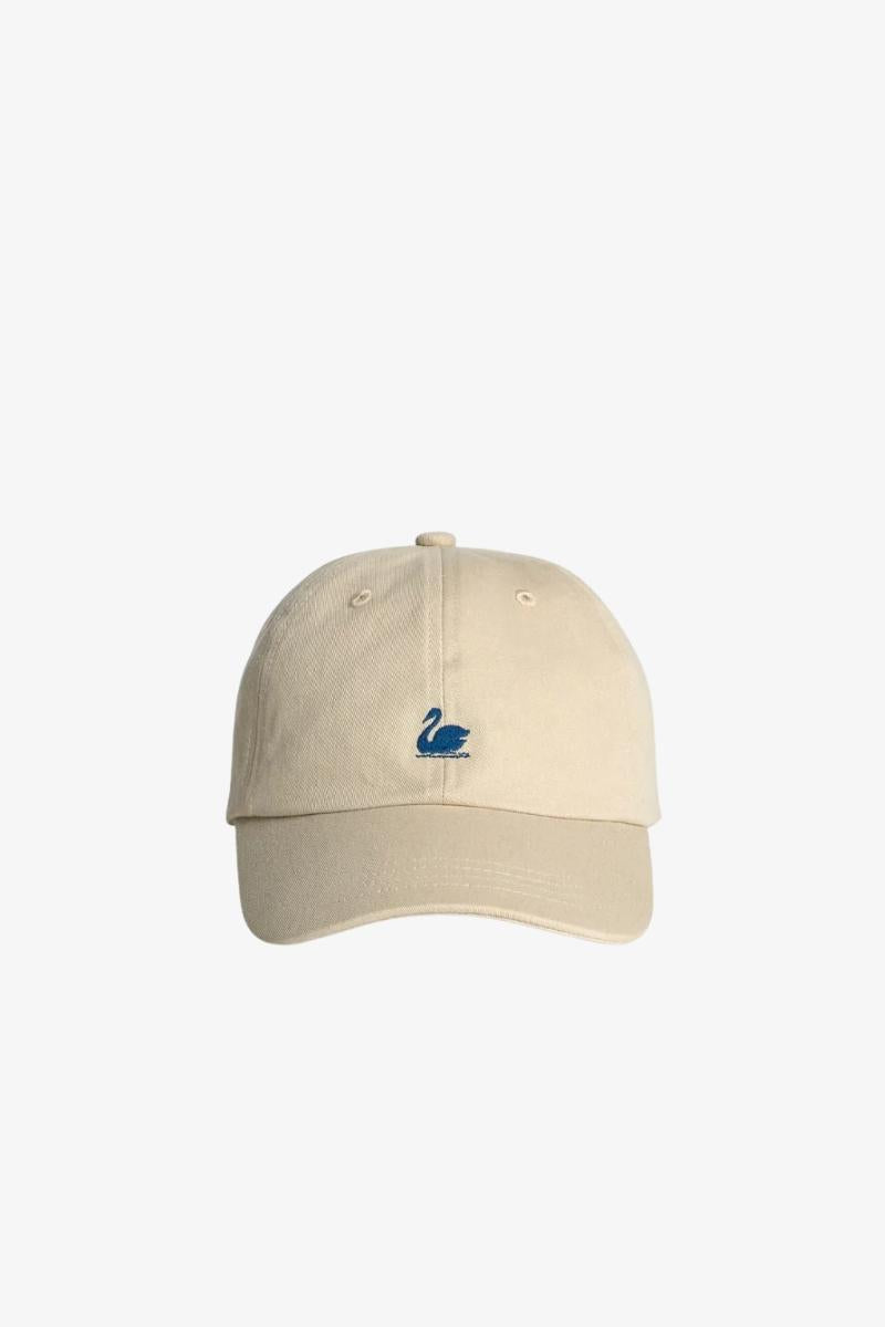 Merz b. Schwanen Swan logo cap - light khaki / deep blue