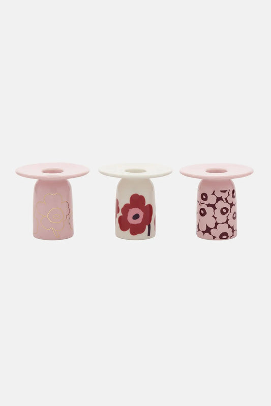 Marimekko Unikko Kynttilänjalka 3 kpl - valkoinen / värikäs