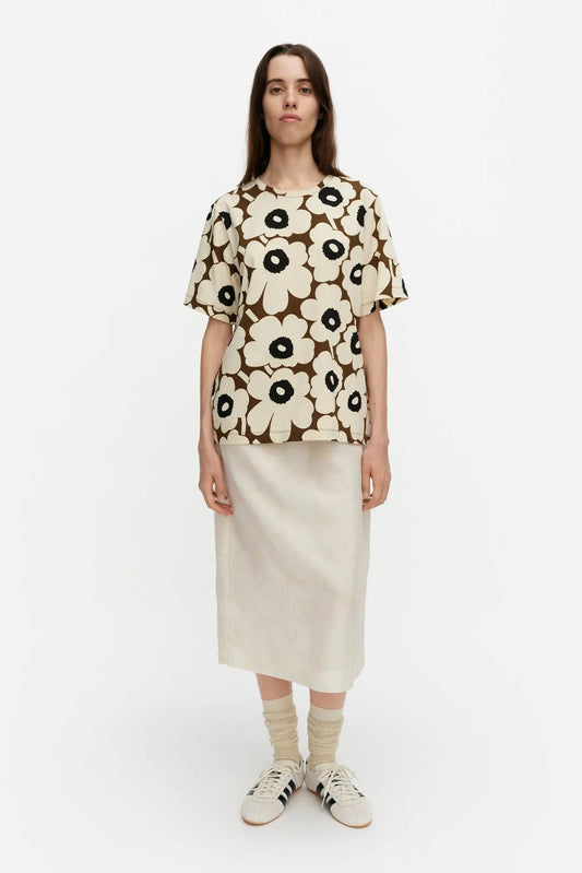 Marimekko Tunnit Unikko T-paita - natural / ruskea