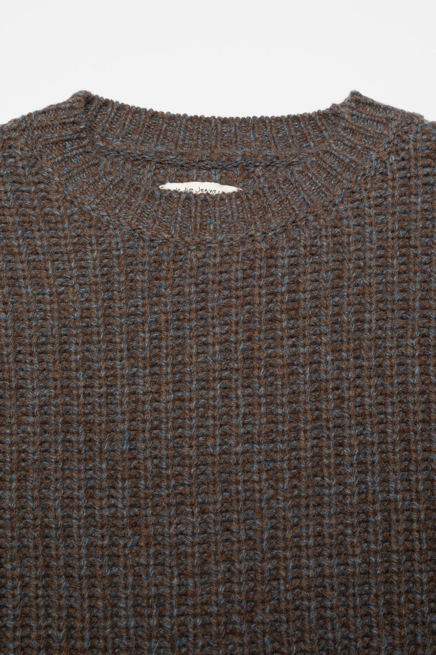 Nudie Jeans August Chunky Crew Neck Knit - brown
