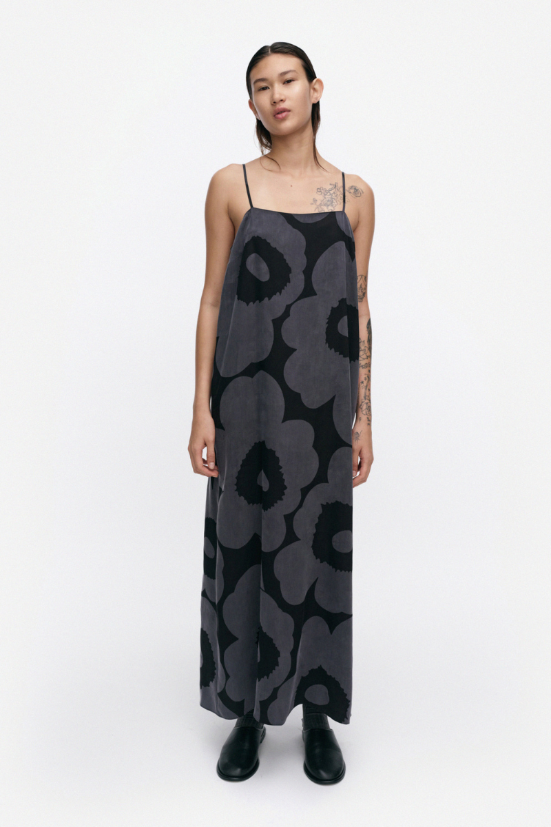 Marimekko Pyörähdys Unikko Dress - Black / Grey