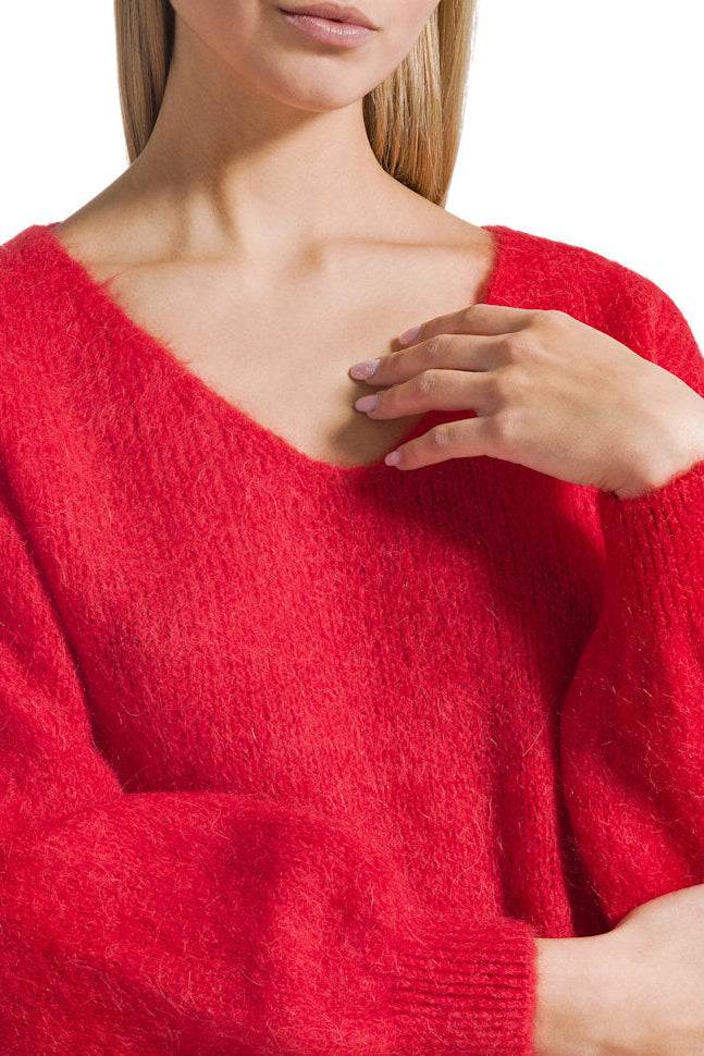 Americandreams Milana LS Alpaca Pullover - Lipstick Red