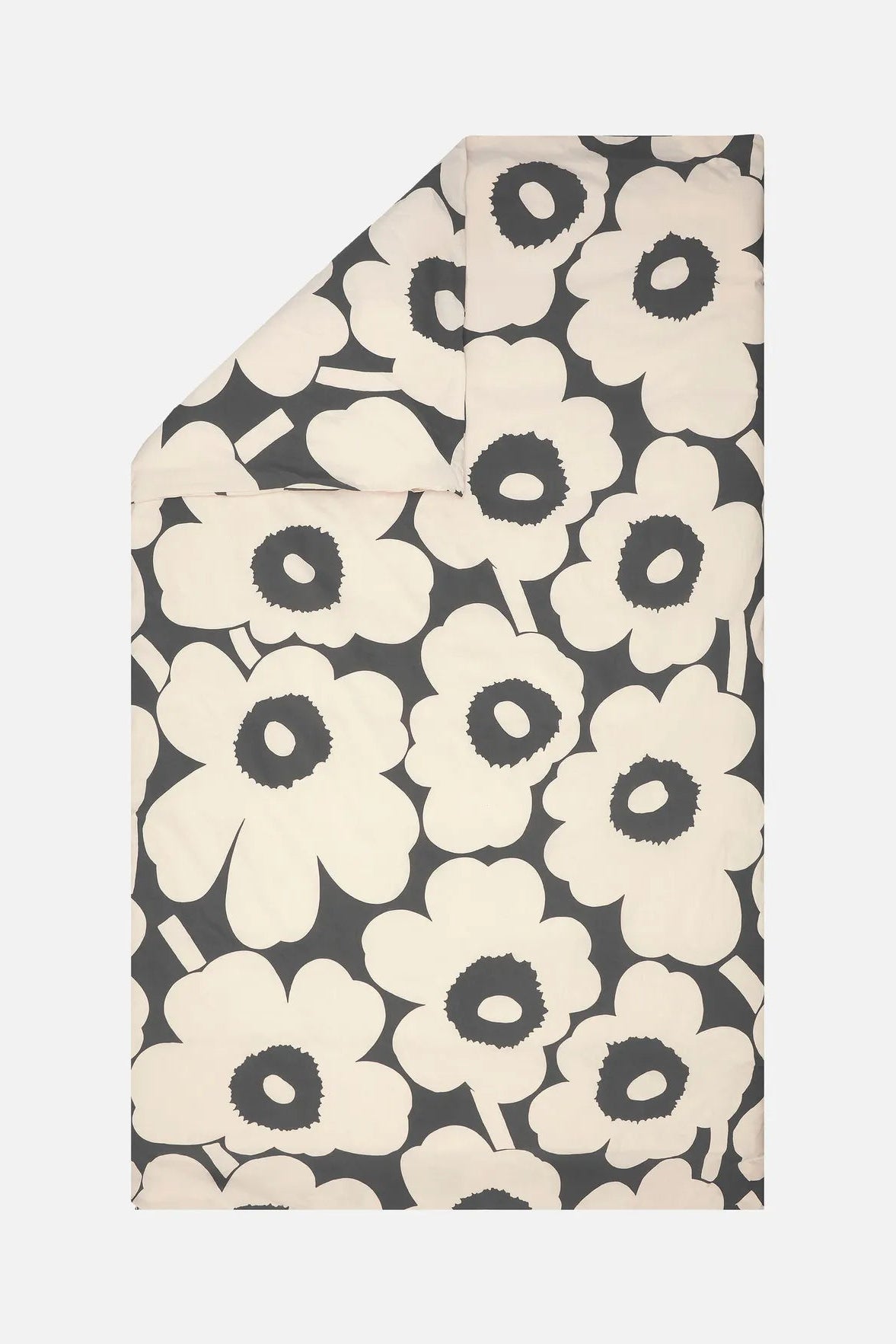 Marimekko Unikko pussilakana 150 x 210 cm - tummanharmaa / beige