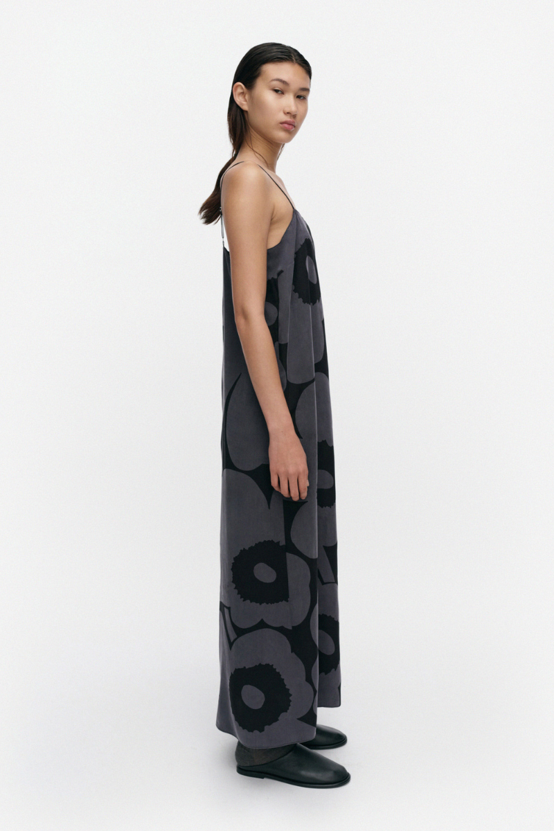 Marimekko Pyörähdys Unikko Dress - Black / Grey
