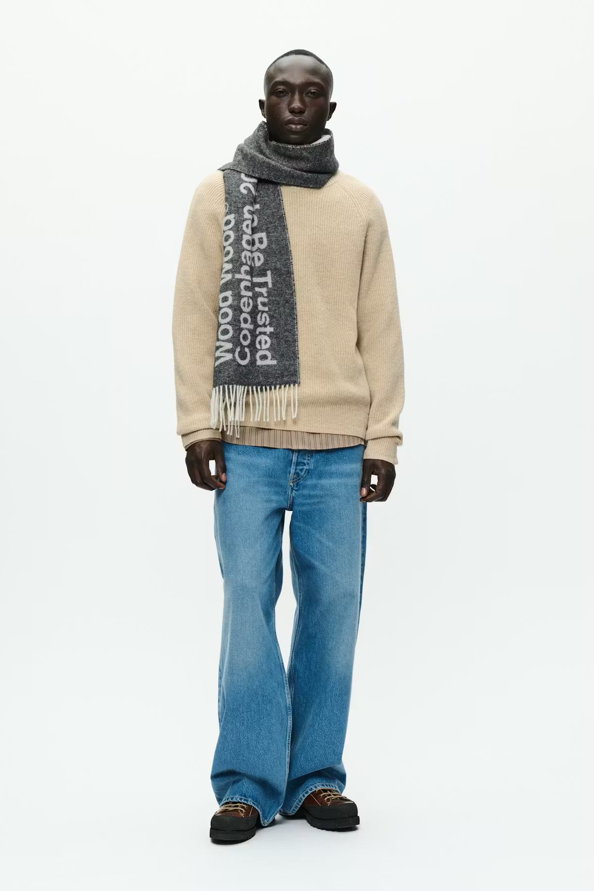 WOOD WOOD WWCody NTBT scarf - gray pinstripe