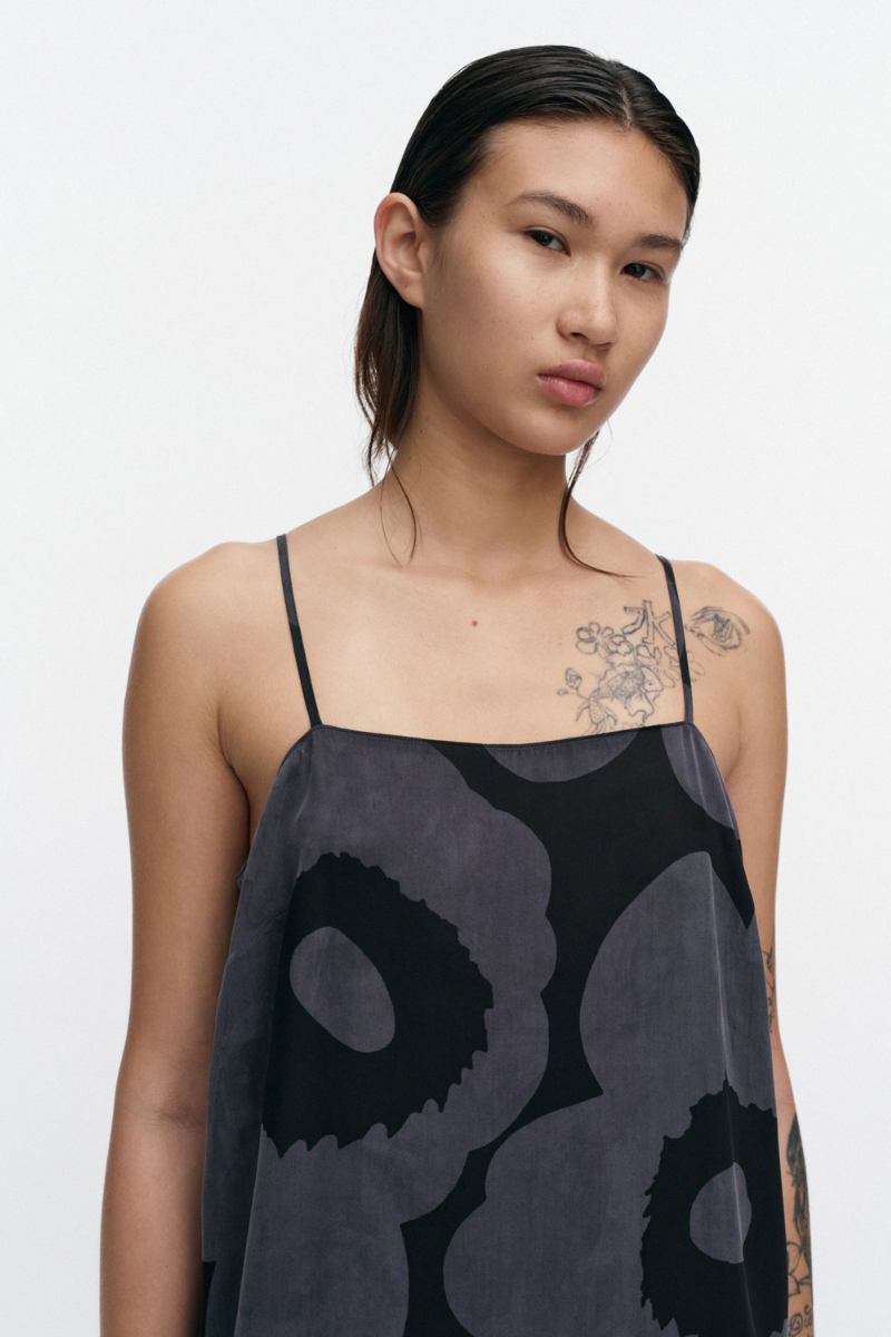Marimekko Pyörähdys Unikko Dress - Black / Grey