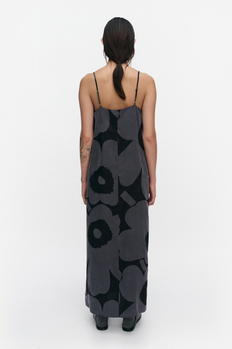 Marimekko Pyörähdys Unikko Dress - Black / Grey