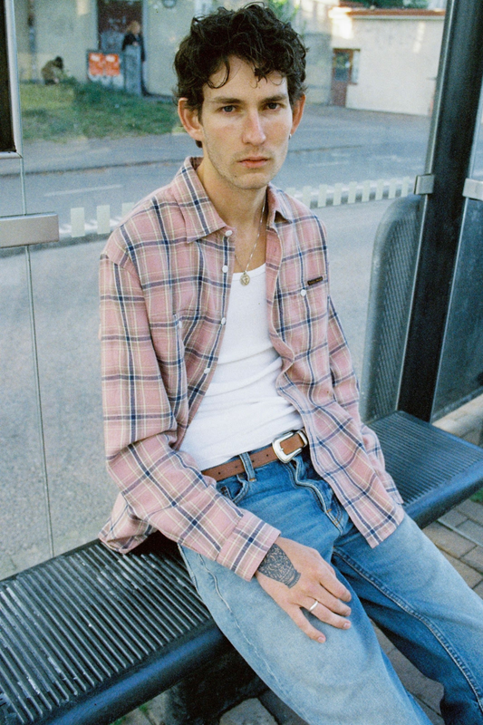 Nudie Jeans Julian Worker Shirt Checked - pink