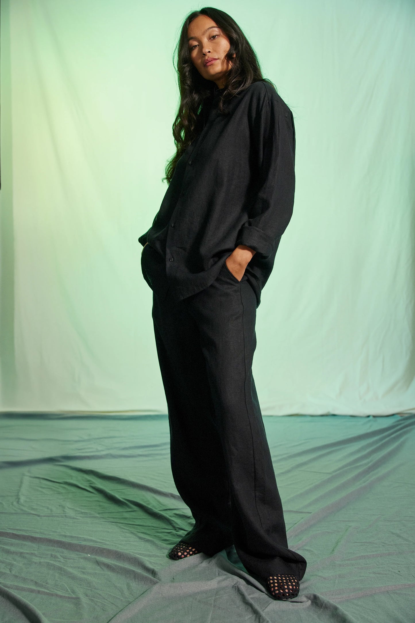 AVENY Beverly pant linen - black