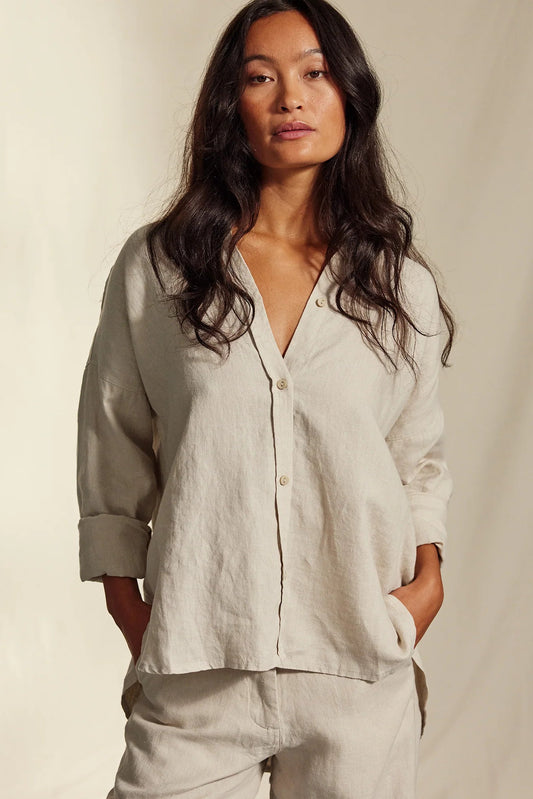 AVENY Hooper linen shirt women - birch