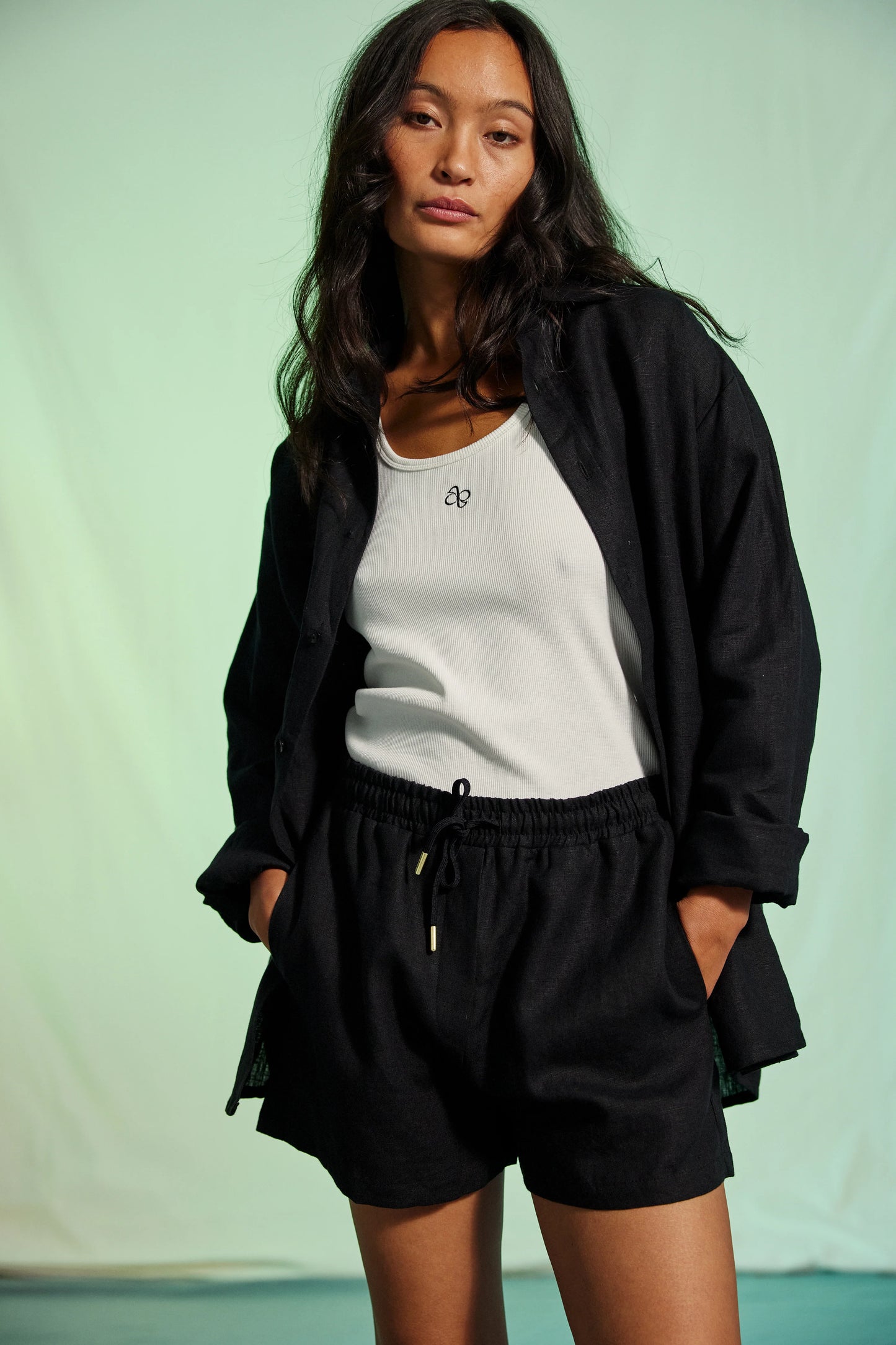 AVENY Hooper linen shirt women - black