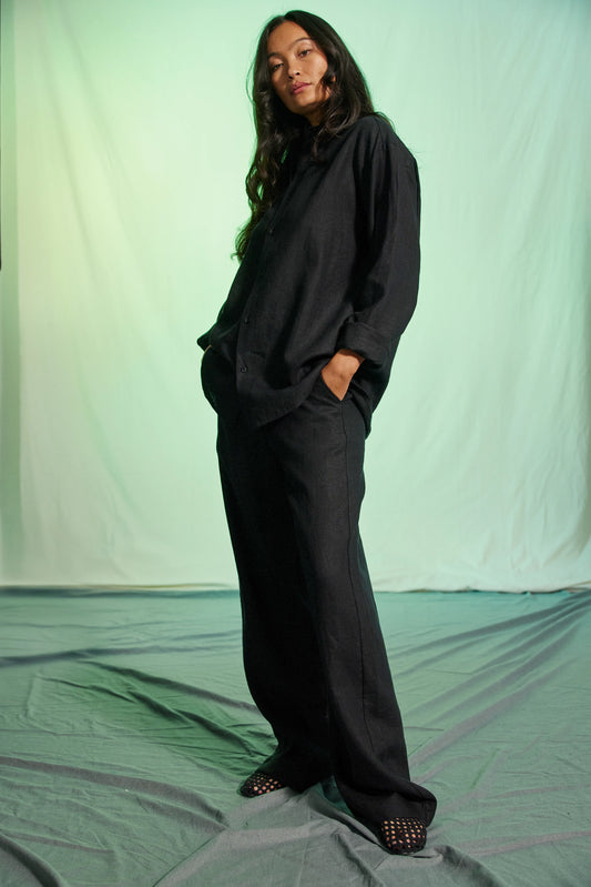 AVENY Hooper linen shirt women - black