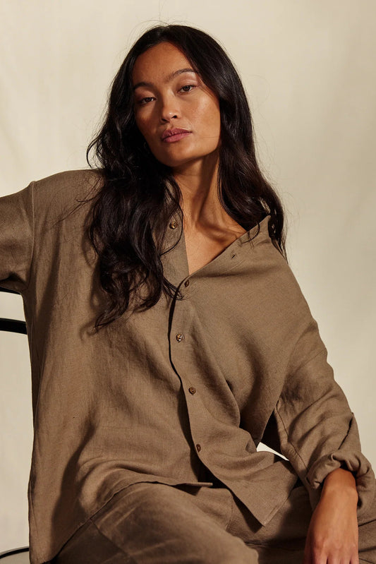 AVENY Hooper linen shirt women - taupe