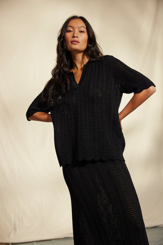 AVENY Lara Knit top - black on black
