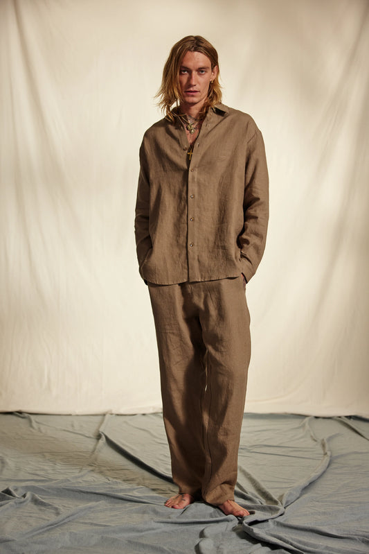 AVENY Soto Linen Pants men - taupe