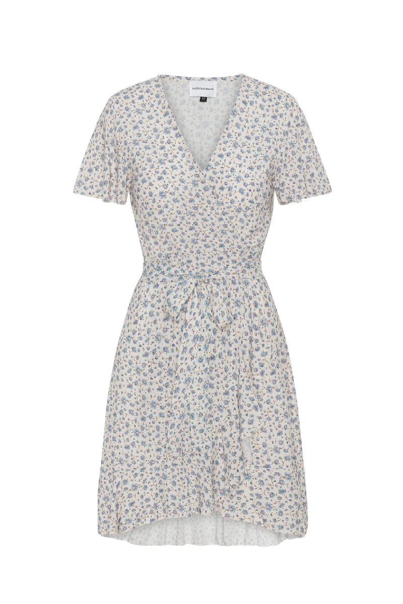 Americandreams Milly Wrap dress short - Blue flower