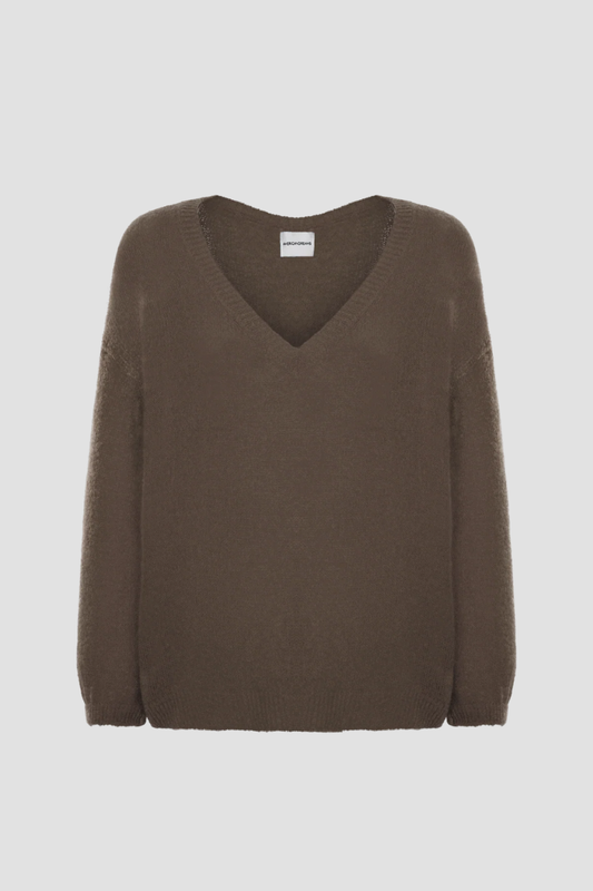 Americandreams Silja v-neck knit - dark brown