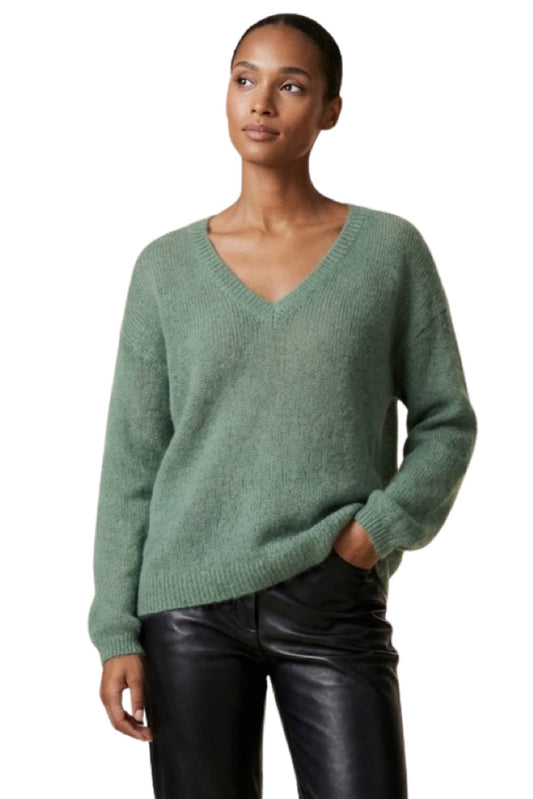 Americandreams Silja v-neck knit - dusty green