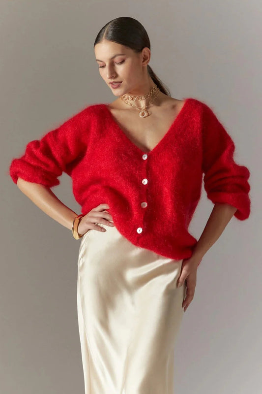 Americandreams Cornelia LS Cardigan - lipstick red