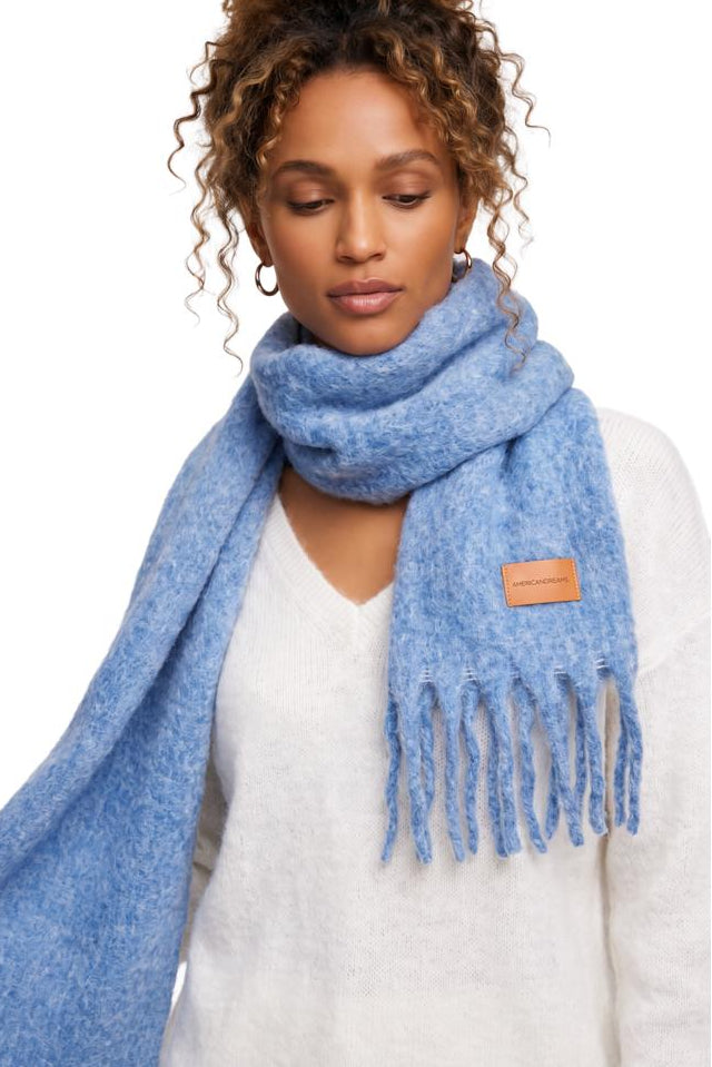 Americandreams Maui oversized fringe scarf - sky blue