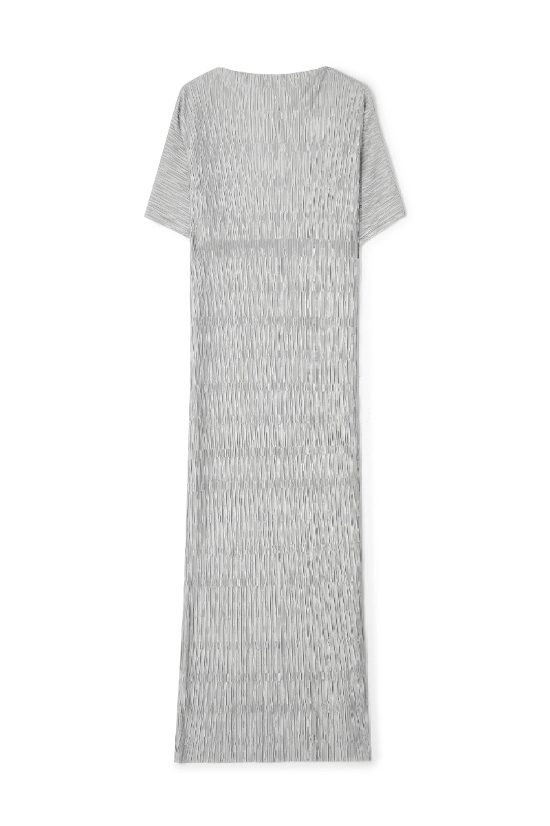 AVENY Leoni Square Plisse dress - silver