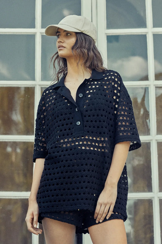 AVENY Maxella Crochet top -black