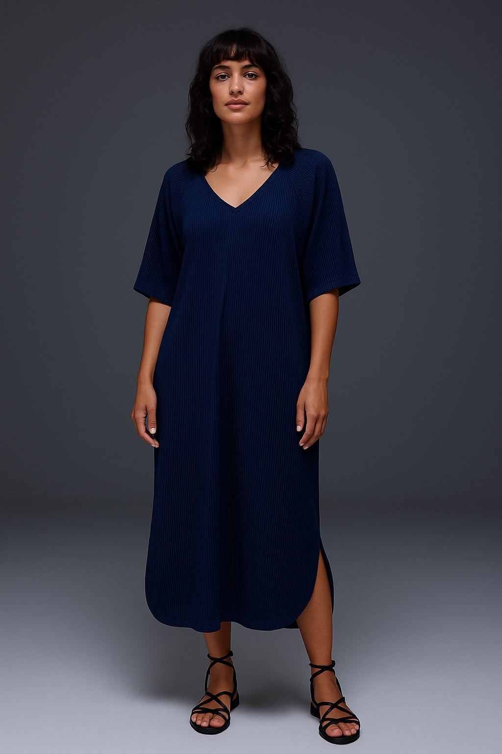 AVENY Cabana kaftan plisse - blue iris