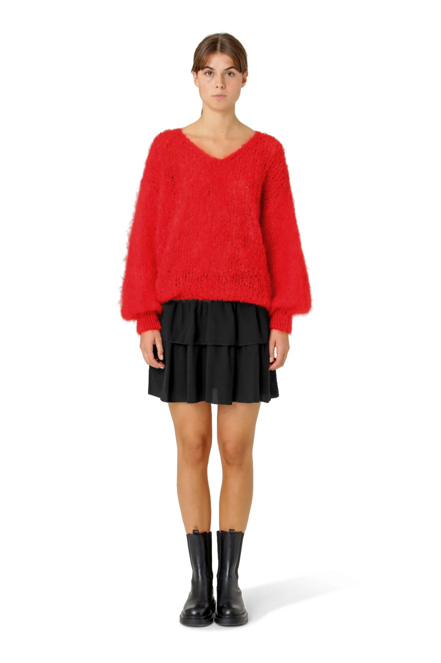 Americandreams Milana LS Mohair Knit - lipstick red