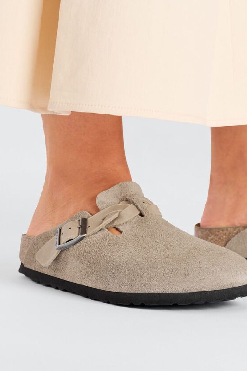 Birkenstock Boston Braided suede leather - taupe