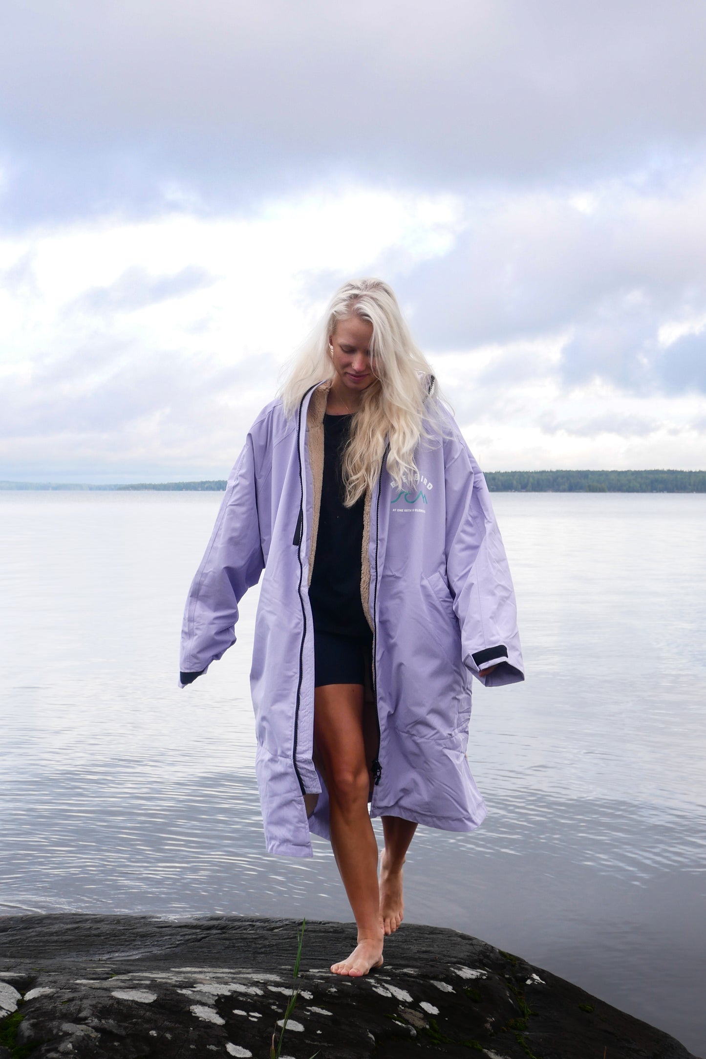 Bleubird Unisex Nordic Robe - lavender/beige