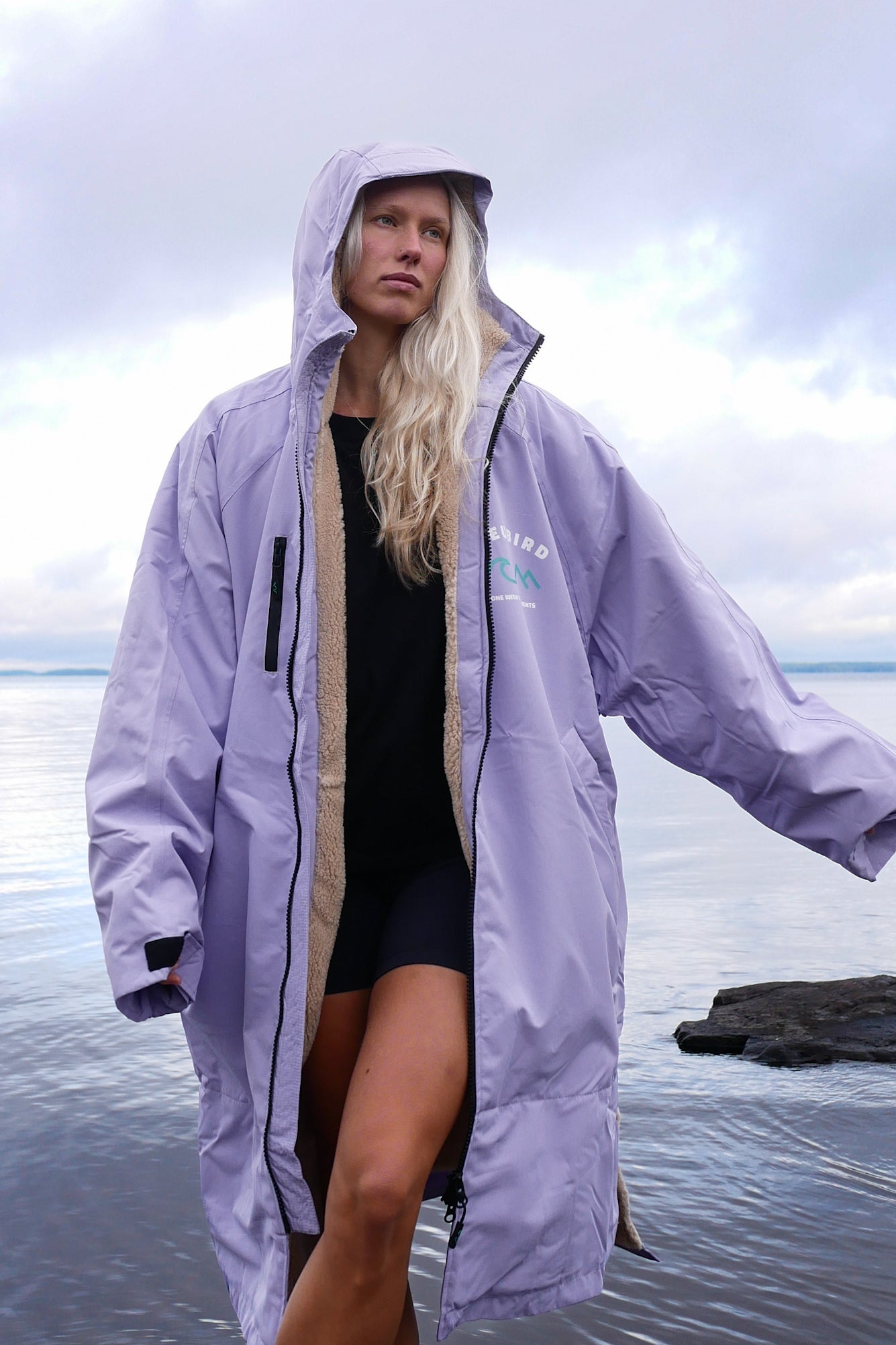 Bleubird Unisex Nordic Robe - lavender/beige