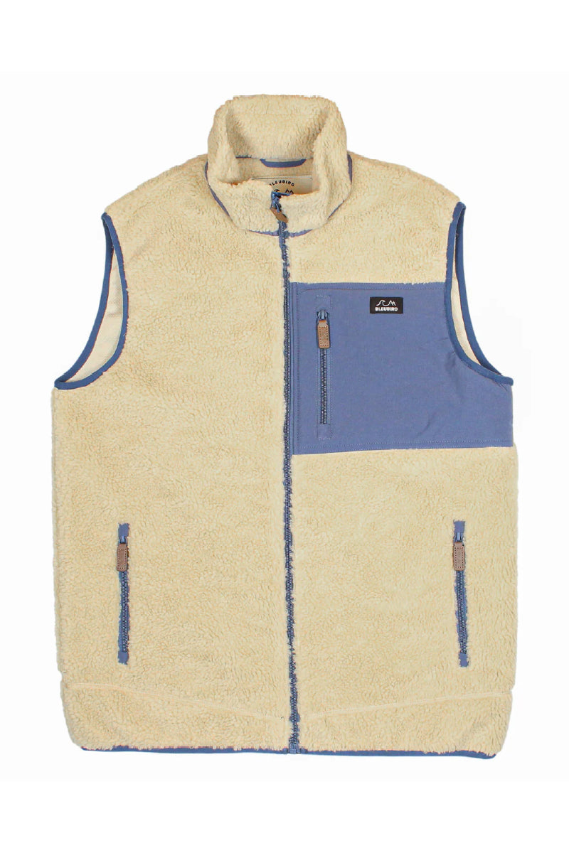 Bleubird Unisex Sherpa Fleece Gilet - beige