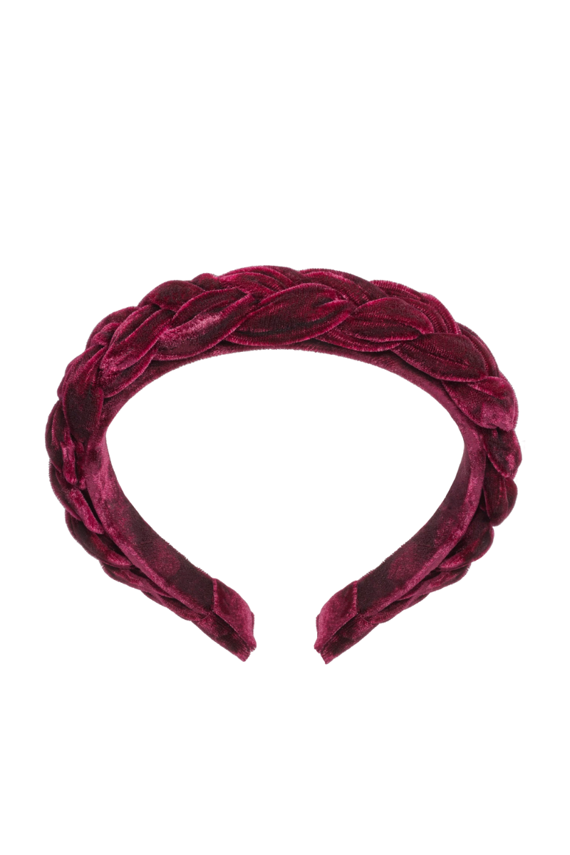 Bon Dep Hairband Braided Silk Velvet - bordeaux