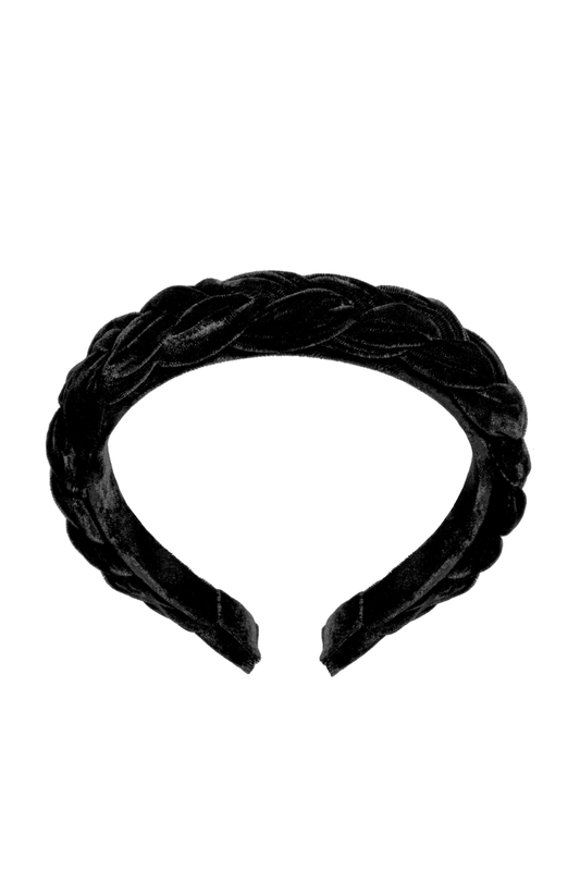 Bon Dep Hairband Braided Silk Velvet - black