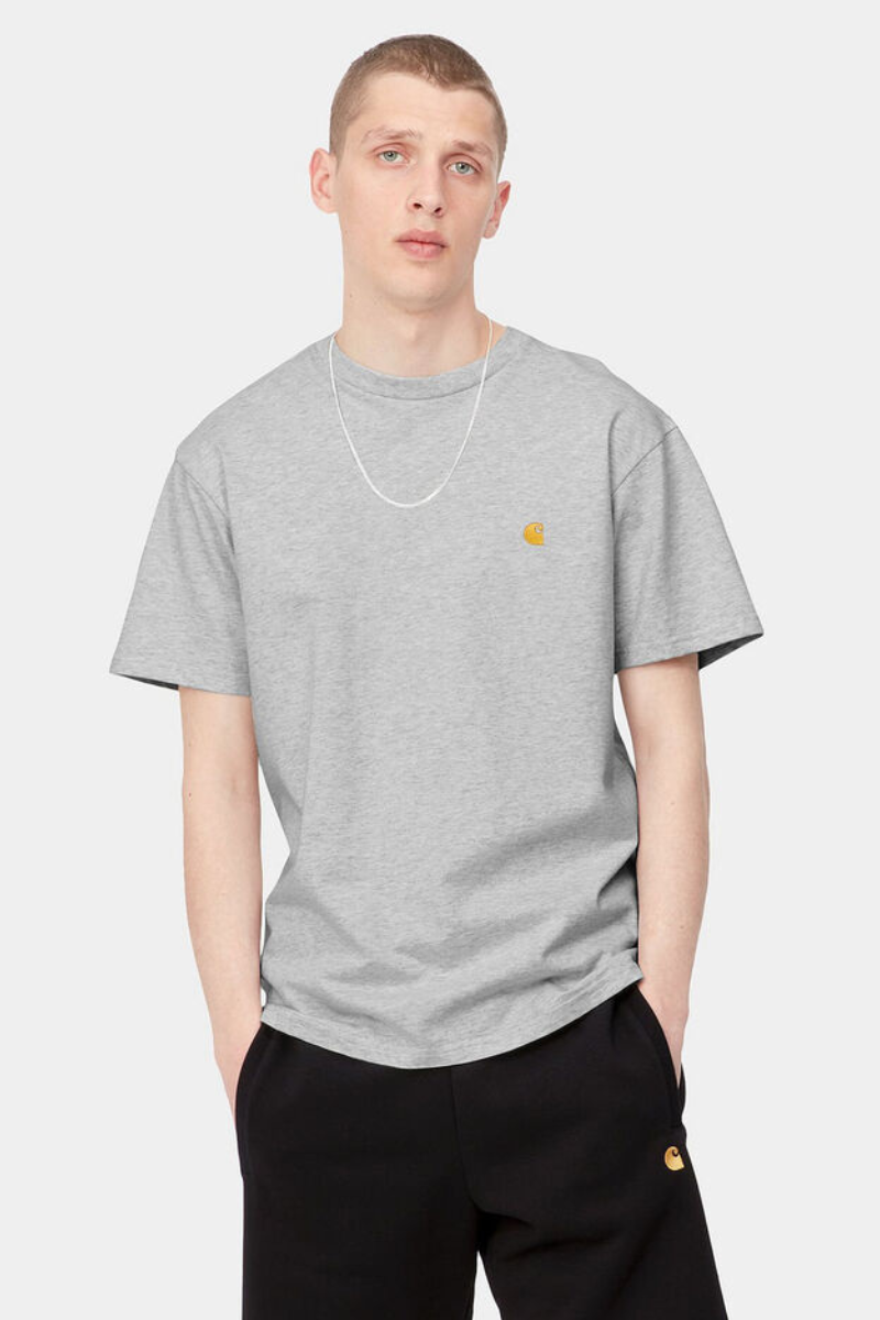 Carhartt WIP S/S Chase T-shirt - ash heather / gold