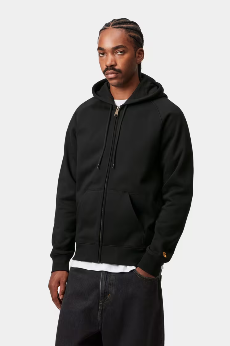 Carhartt WIP Hooded Chase Zip Jacket - black/gold – INCH Carhartt WIP Hooded Chase Zip Jacket - black/gold – INCH