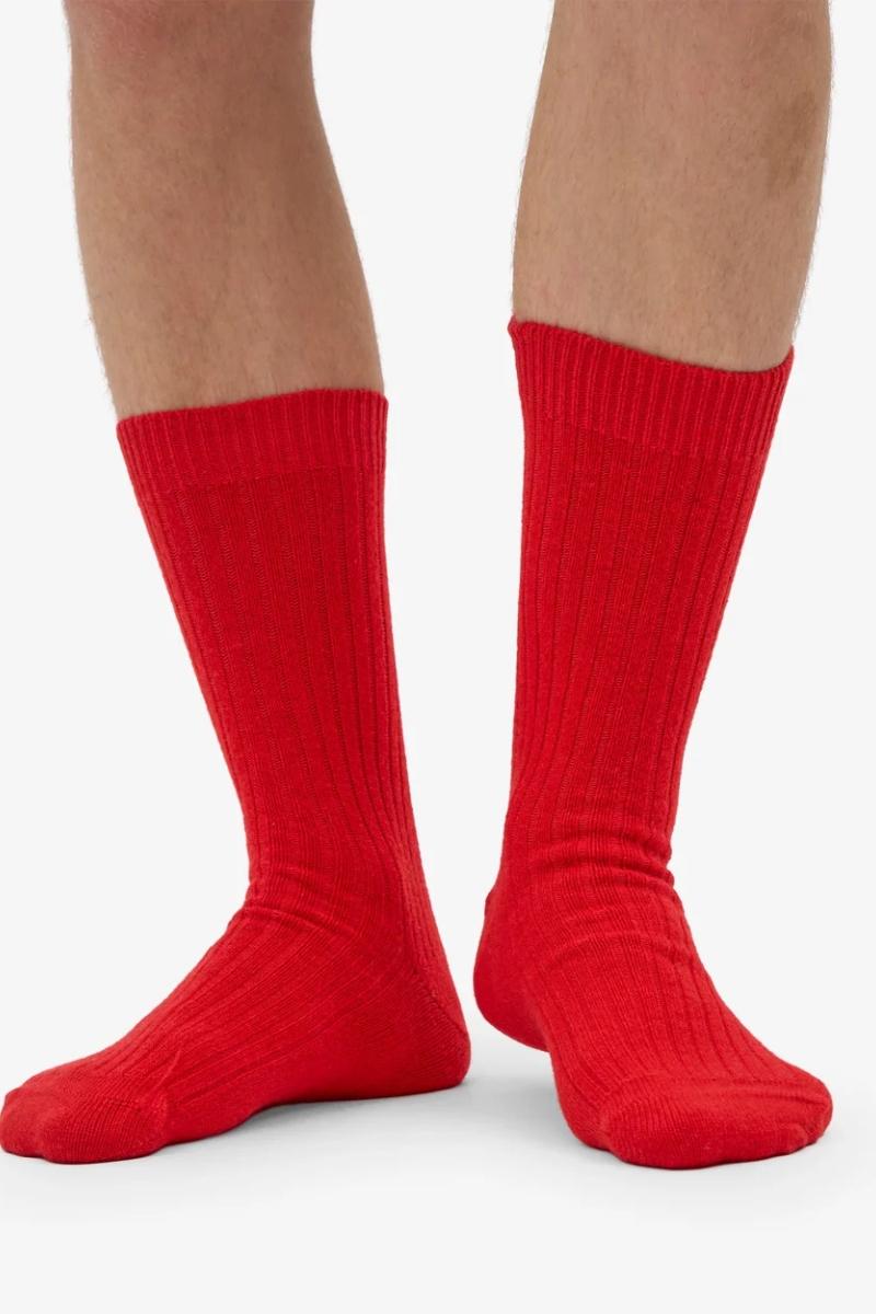 Coloful Standard Merino Wool Blend Sock - red tangerine