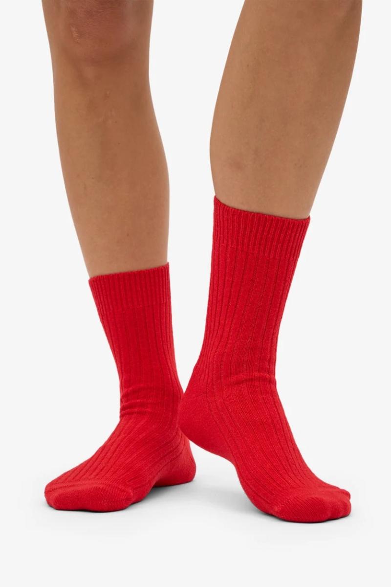 Coloful Standard Merino Wool Blend Sock - red tangerine