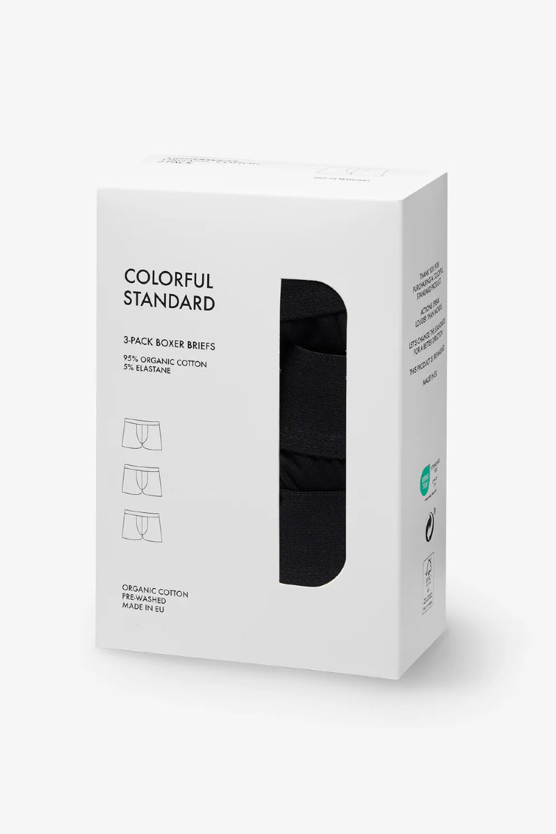 Colorful Standard 3-pack Organic Boxer briefs - deep black