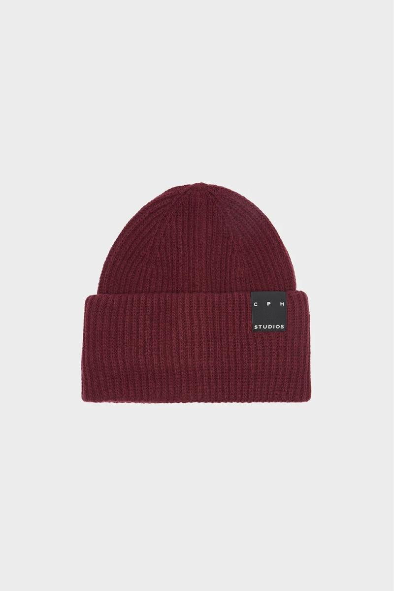 Viininpunainen neulepipo