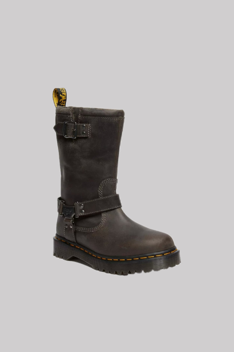 Dr. Martens Anistone Hi - Charcoal Grey Burnished Waxy Pull Up