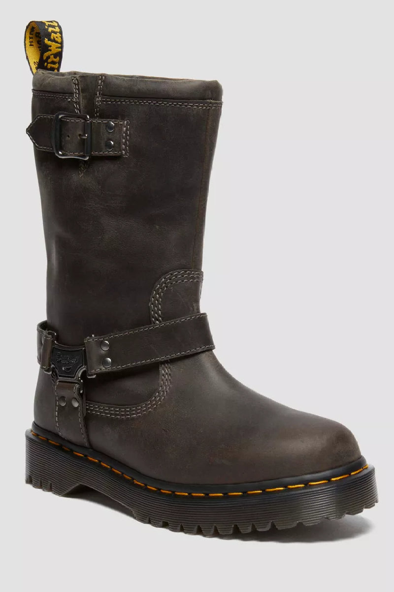 Dr. Martens Anistone Hi - Charcoal Grey Burnished Waxy Pull Up