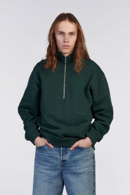Edwin Koji Half Zip Sweat - green gables