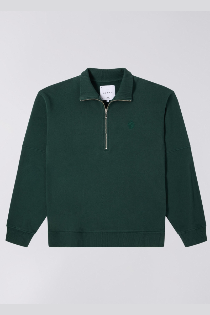 Edwin Koji Half Zip Sweat - green gables