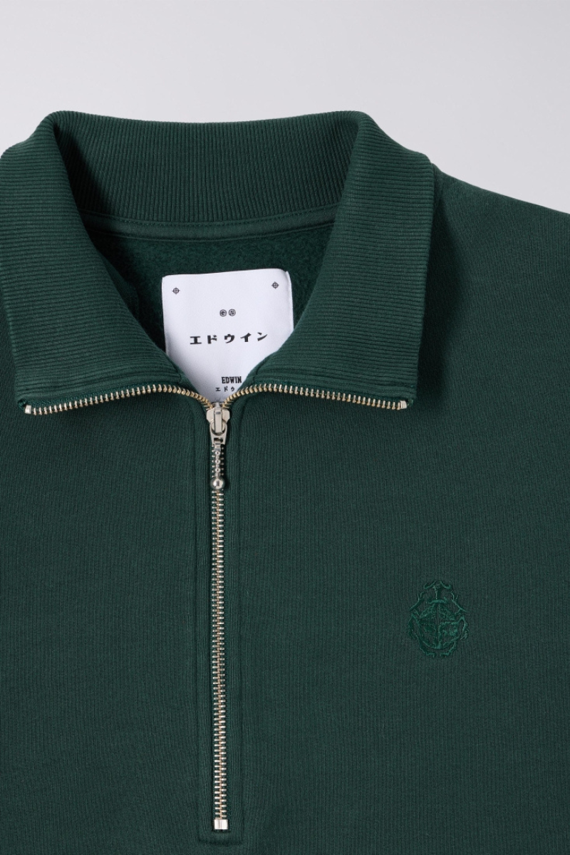 Edwin Koji Half Zip Sweat - green gables