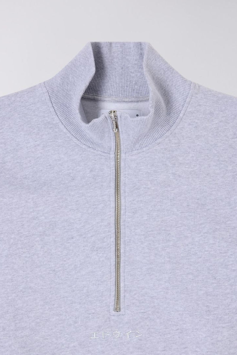 Edwin Koji Half Zip sweat - grey marl